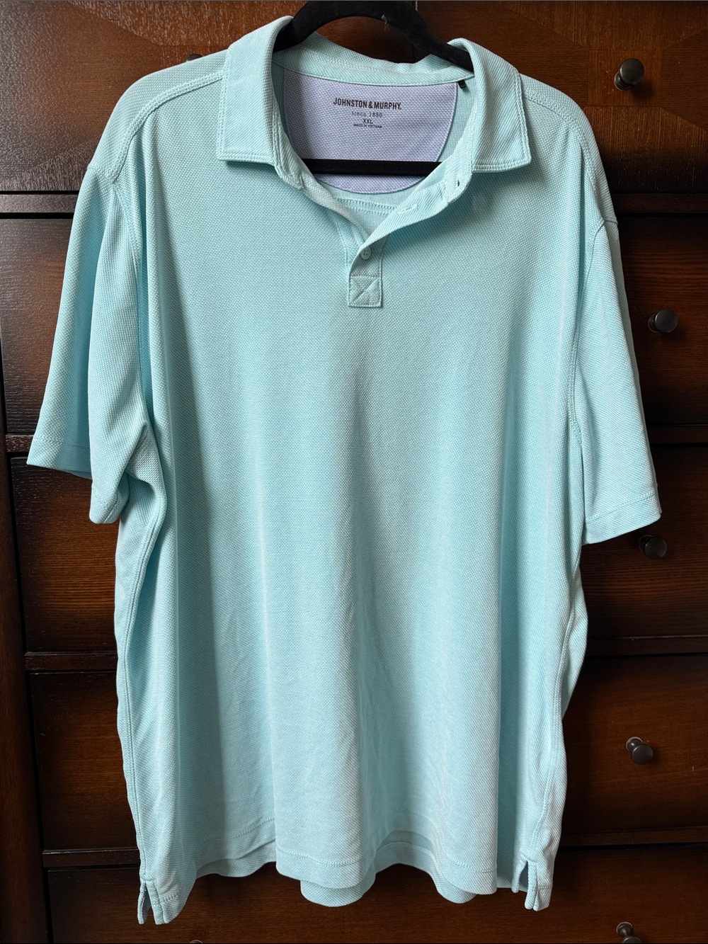 Johnston & Murphy Men's Light Blue/Mint Polo